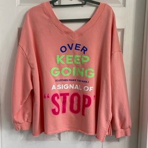 Maybe Crazy V-Neck Sweatshirt Size XL Pink Oversized Cropped Unisex Funky Barbie